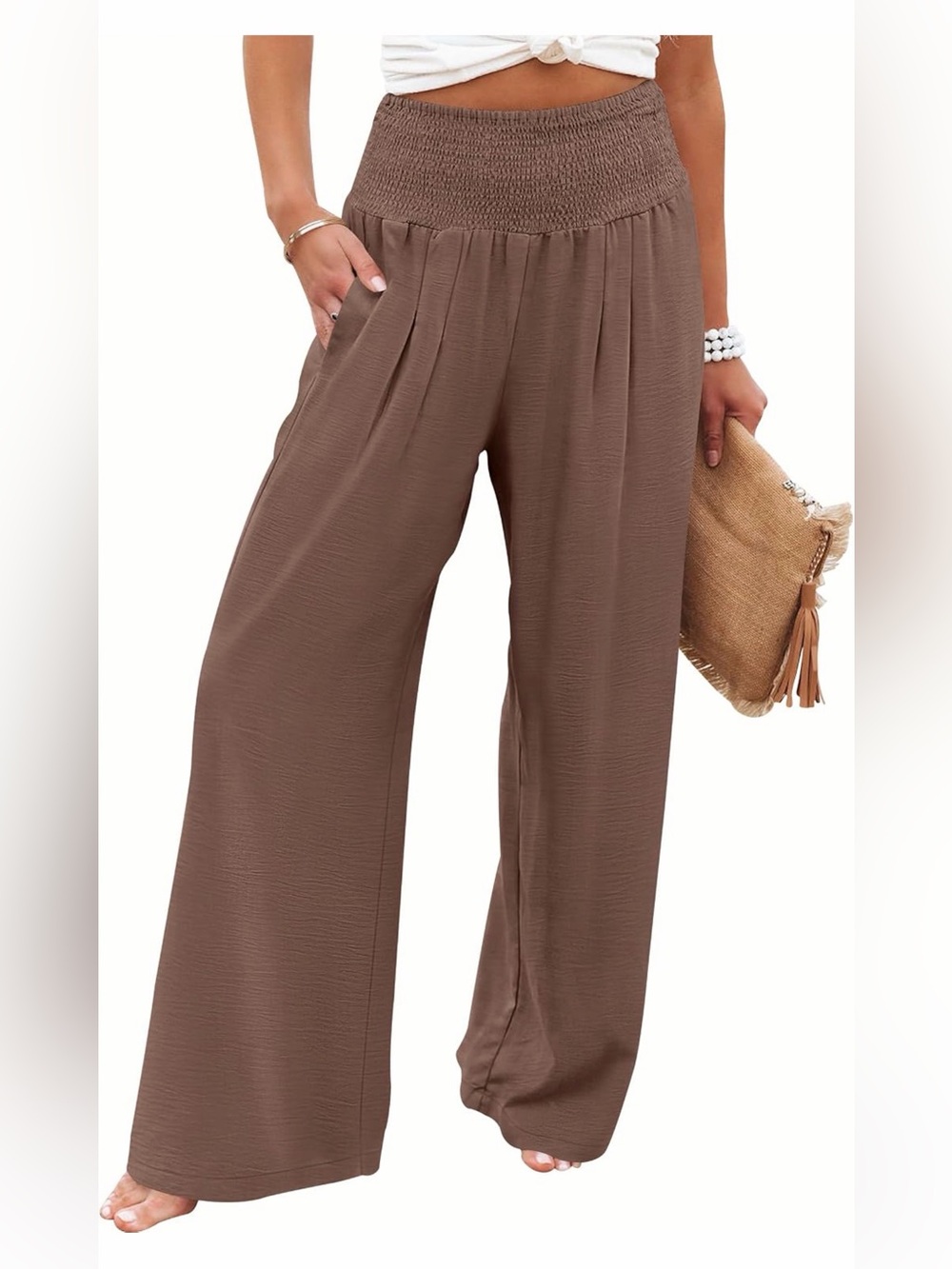ANRABESS Women Wide Leg Summer Palazzo Pants with Pockets